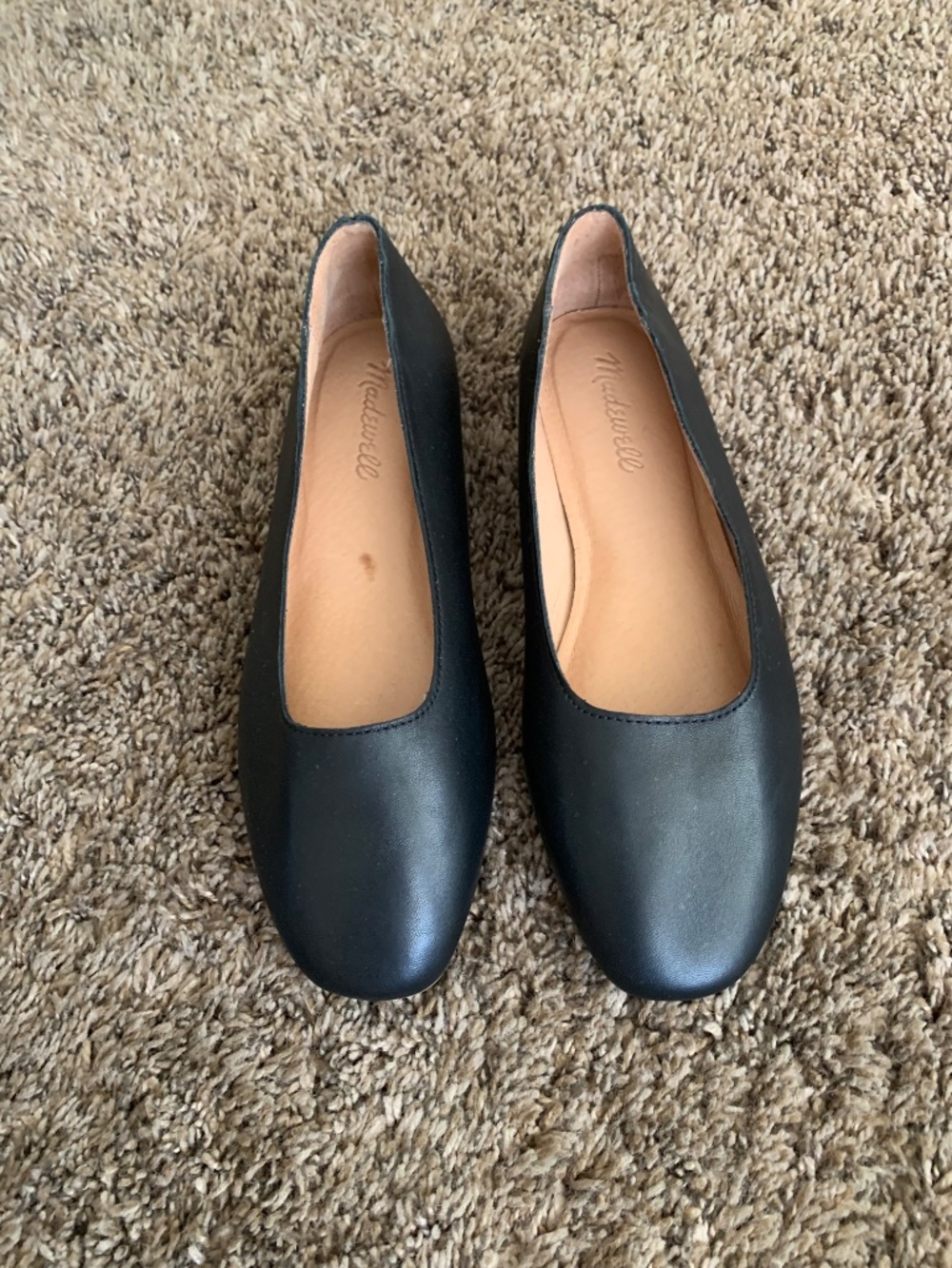 Madewell Black Cory Ballet Flats 7.5 Leather Classic Casual Career Shoes - Picture 2 of 12